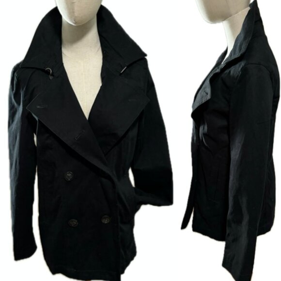 NWT GAP LIGHTWEIGHT NORMCORE DOUBLE BREASTED PREPPY NAVY FULLY LINED PEA COAT M - Picture 1 of 10